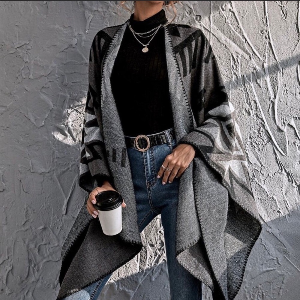 COPY - Charcoal Cardigan Shawl - Picture 5 of 5